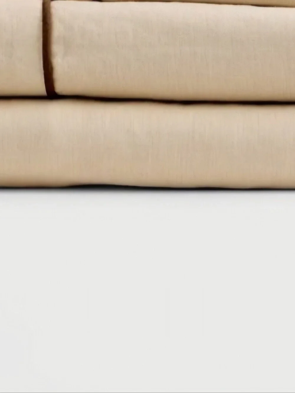 Quince Oat Espresso Piping Bed Sheet Set - European LINEN Fitted And Flat Sheet